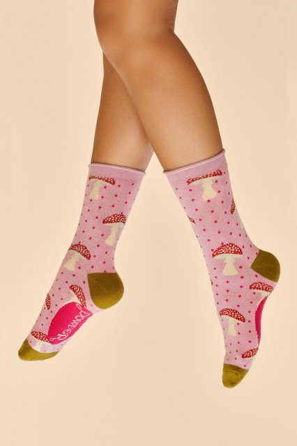 Powder-Tiny Toadstools Ankle Socks