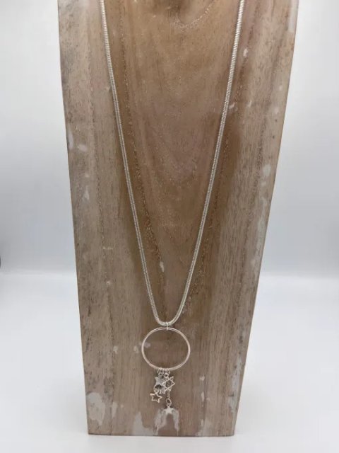 Long Pendant Necklace With Cascading Stars