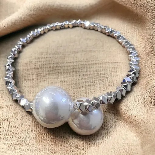 Silver Serenity Pearl Ended Wrap Bracelet