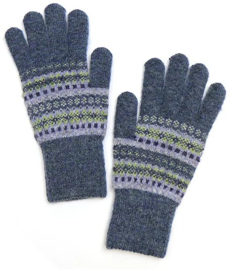 Pom Denim Soft Green Fairisle Recycled Poly Gloves