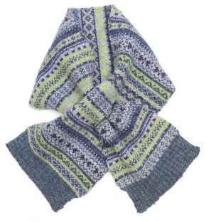 Pom Denim/Soft Green Fairisle Recycled Poly Scarf