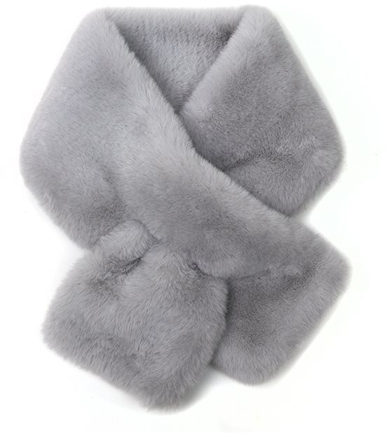 Pom Dove Grey Supersoft Faux Fur Pull Through Scarf