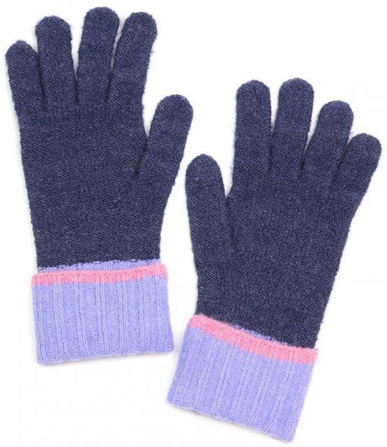 Pom Indigo With Lilac Cuff Recycled Yarn Gloves