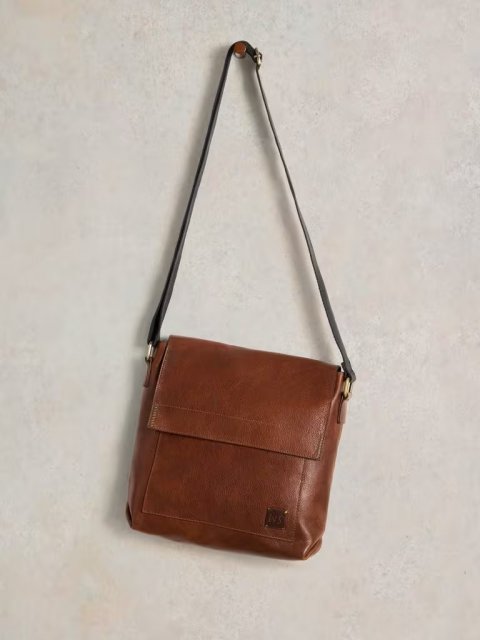 WhiteStuff Frankie Leather Crossbody Bag Mid Tan