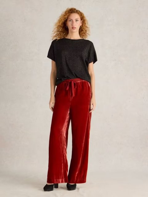 WhiteStuff Freda Wide Leg Velvet Trouser