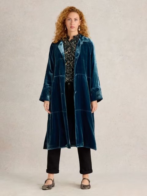 WhiteStuff Freya Velvet Duster Coat