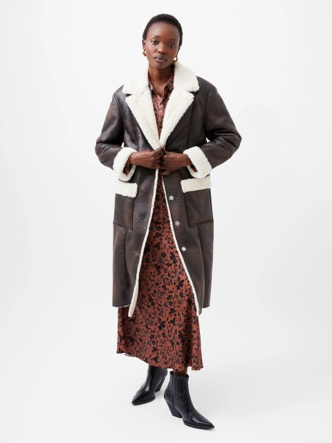 French Connection Arizona Faux Shearling Coat Coats Jackets Barbours