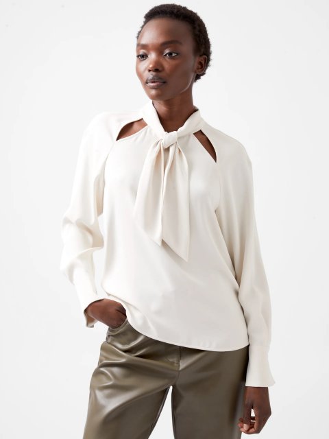 French Connection Carmen Crepe Tie Blouse