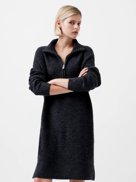 French Connection Maddox Half Zip Ls Dress