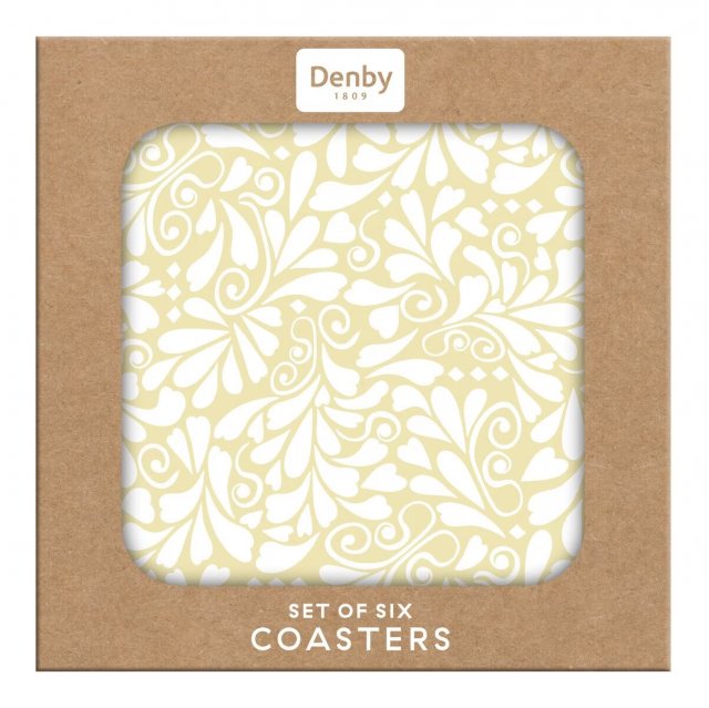 Denby Set of 6 Jasmine Gold Coasters