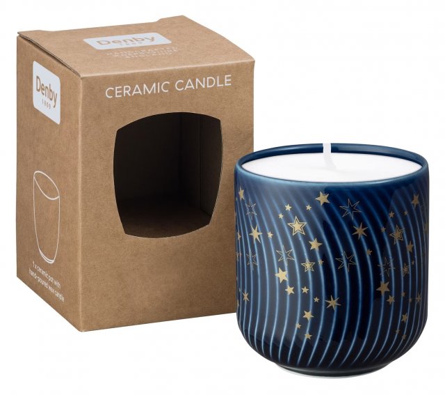 Porcelain Arc Blue Stars Candle Pot Boxed