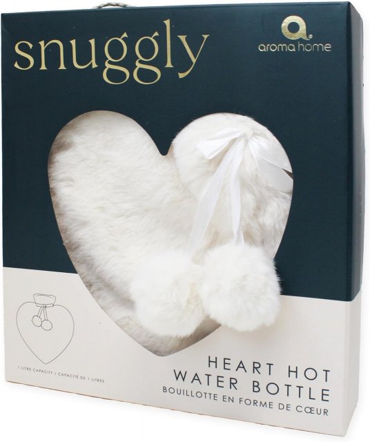 Danielle Heart Hot Water Bottle-Faux Fur Cream