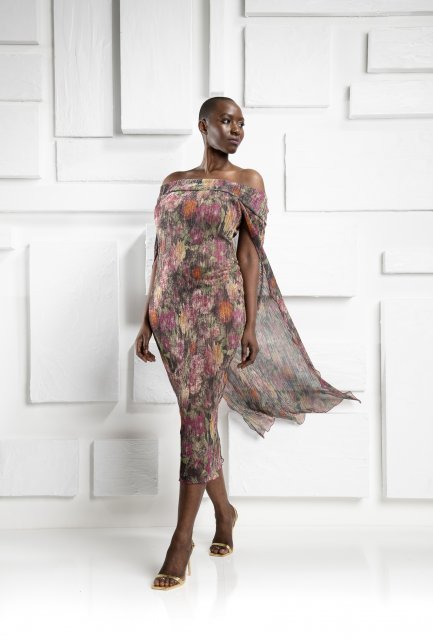 Kevan Jon Evie Cape Knee Dress