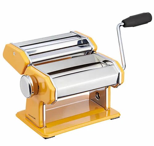 World of Flavours Pasta Machine Yellow Stainless Steel