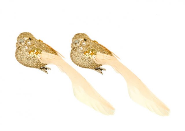 Premier Decorations 2pk Gold Bird