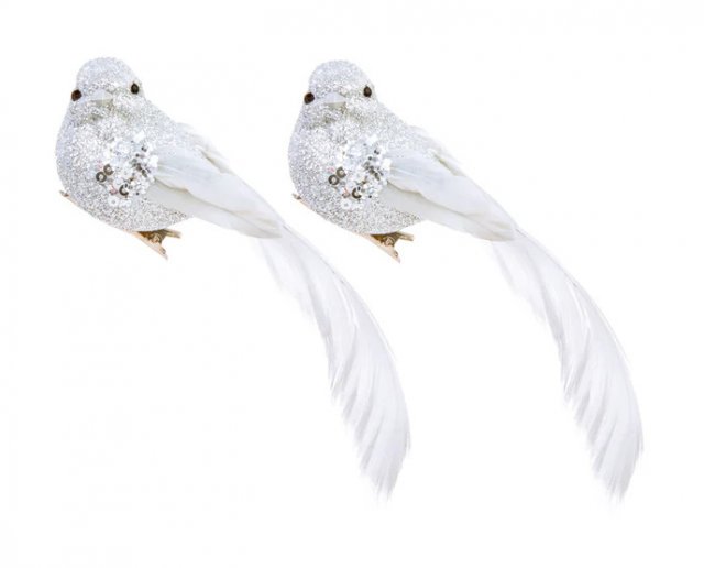 Premier Decorations 2pk Silver Bird