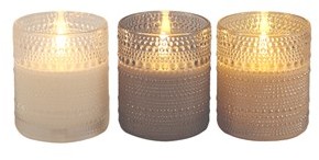 Straits 3 LED Lustre Candles 8.5x10cm Assorted