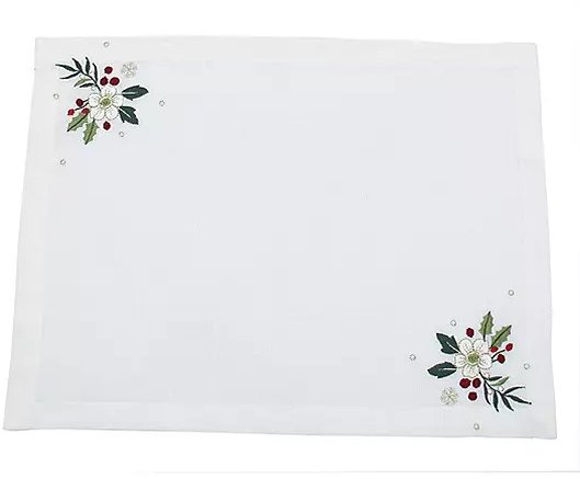 Peggy Wilkins Textiles Christmas Roses Placemat Cream/Multi