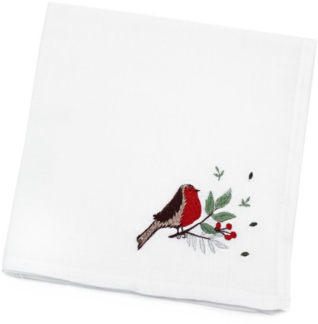 Peggy Wilkins Textiles Robin Roost Napkin White