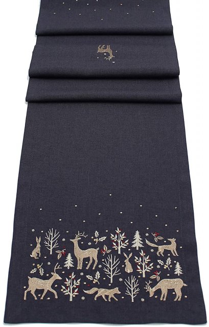 Peggy Wilkins Textiles Woodland Sparkle Runner Multi 14 x 75