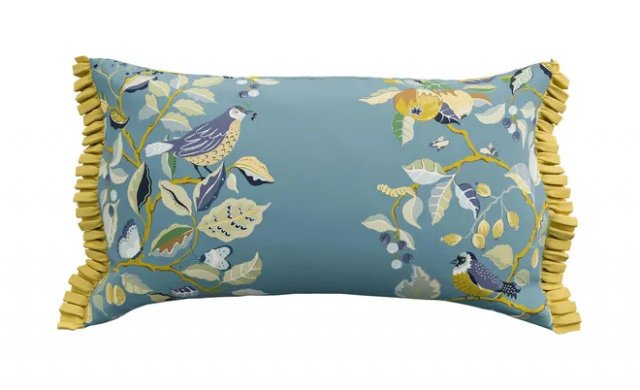 Sanderson National Trust Kingfisher & Iris Azure/Linen Cushion 50 x 30