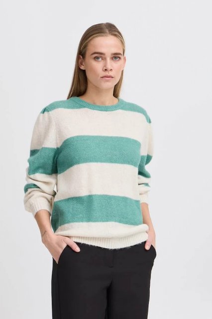 Ichi Dusty LS Stripe Pullover