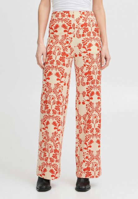 Ichi Kate Print Wide Trousers