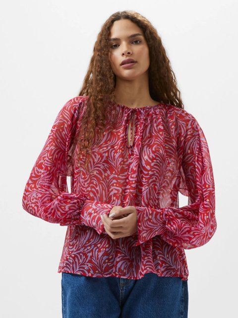 French Connection Amy Chiffon Long Sleeve Top