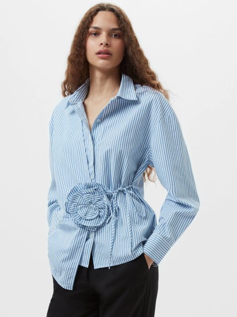 French Connection Cambria Cotton Striped Corsage Shirt