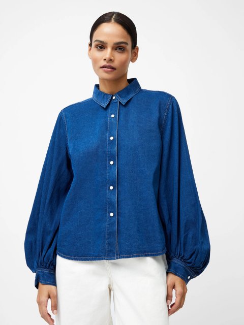 French Connection Zaves Chambray Balloon Sleeve Shirt