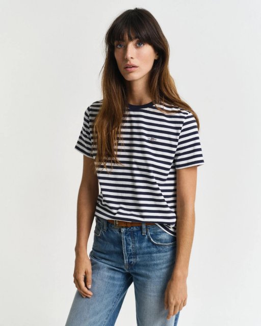 Gant Striped Shield Short Sleeve T-Shirt