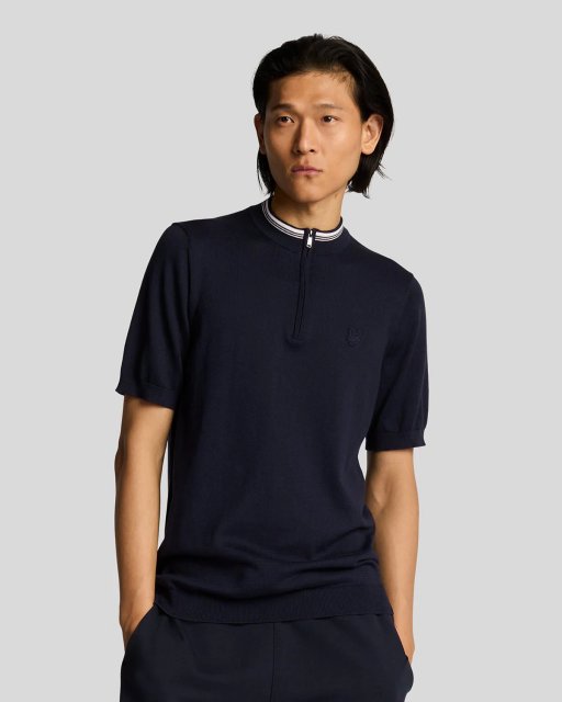 Lyle & Scott  Tipped Mock Neck Short Sleeve Jumper