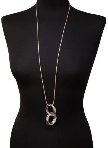 Jess & Lou Double Multi Hoop Long Pendant Necklace In Silver