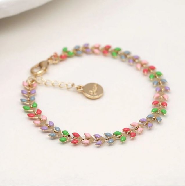 POM Pastel Brights Epoxy/Faux Gold Droplet Chain Bracelet