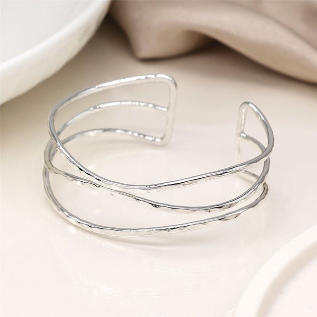 POM Silver Plated Wave Bangle