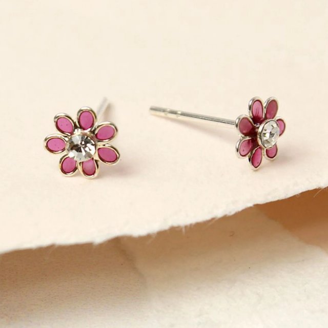 POM Tiny Enamel Flower Stud Blue