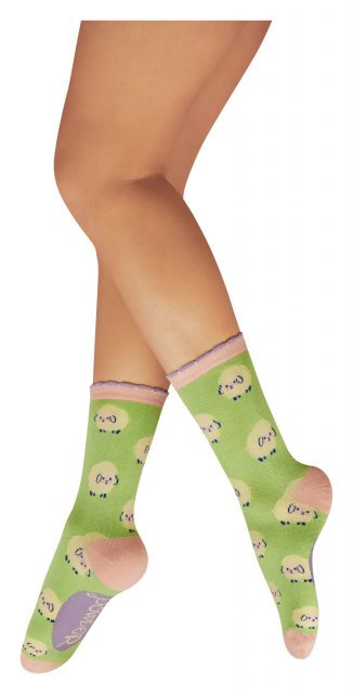 Powder Marshmallow Sheep Ladies Ankle Socks Mint