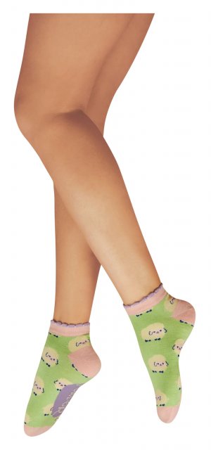 Powder Marshmallow Sheep Ladies Trainer Socks Mint