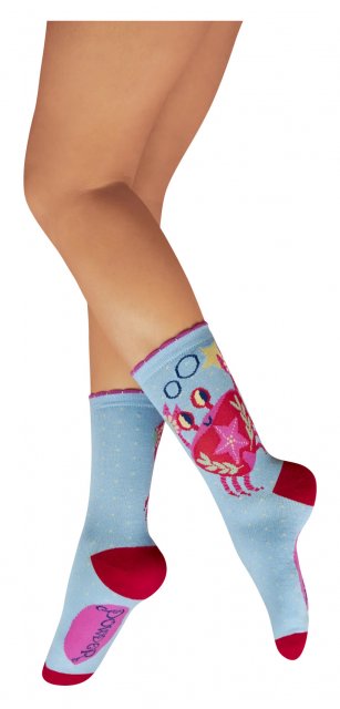 Powder Seafaring Crab Ladies Ankle Socks Cornflower