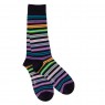 Swole Panda Navy and Multicolour Fine Stripe Socks