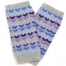 Pom Blue Mix Hearts/grey Wool Blend Wristwarmers