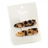 Pom Caramel/Black Acrylic Hair Slides 2pk