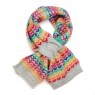 Pom Rainbow Hearts/Grey Wool Blend Pull Through Scarf