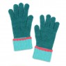 Pom Teal With Turquoise Cuff Recycled Yarn Gloves