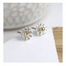 Pom Tiny Silver Plated Daisy Studs, Gold Centre