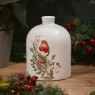 Christmas Robin Vase White Ceramic