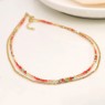 POM Bright Orange/Faux Gold Plated Double strand Necklace