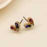 POM Faux Gold Multi-Coloured Crystal Heart Stud Earrings