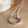 POM Chain Necklace with Multicoloured Crystal Inset Circle