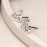 POM Silver Plated Crystal Heart Stud Earrings